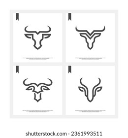 Line Head Bull Logo Design 
