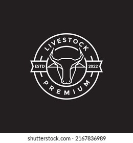 line head cow polygon badge logo design vector graphic symbol icon illustration creative idea