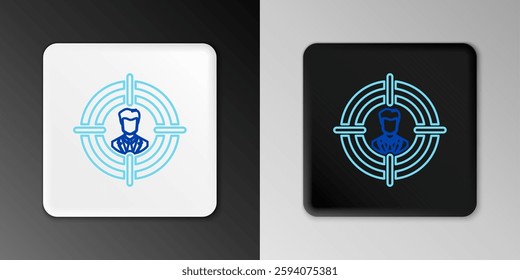 Line Head hunting icon isolated on grey background. Business target or Employment sign. Human resource and recruitment for business. Colorful outline concept. Vector