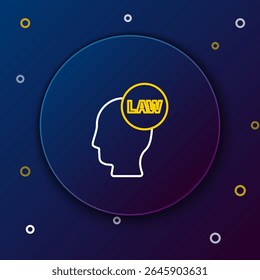 Line Head with law icon isolated on blue background. Colorful outline concept. Vector