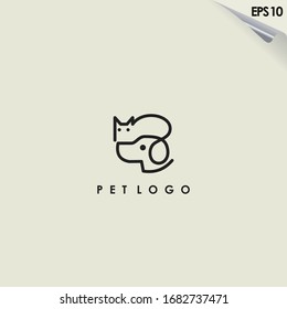 Line Of Head Pet Logo Design. Line Of Head Pet Logo Template. Modern Design. Flat Logo. Vector Illustration