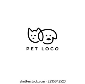 Line Of Head Pet Logo Design.