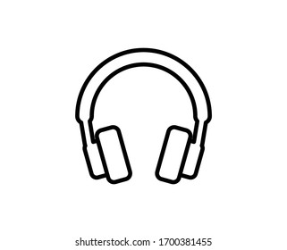 Line Headphones icon isolated on white background. Outline symbol for website design, mobile application, ui. Headphones pictogram. Vector illustration, editorial stroke. Eps10