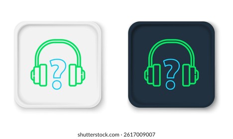 Line Headphones icon isolated on white background. Support customer service, hotline, call center, faq, maintenance. Colorful outline concept. Vector