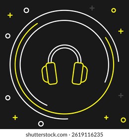 Line Headphones icon isolated on black background. Earphones. Concept for listening to music, service, communication and operator. Colorful outline concept. Vector