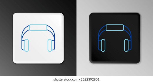 Line Headphones icon isolated on grey background. Earphones. Concept for listening to music, service, communication and operator. Colorful outline concept. Vector