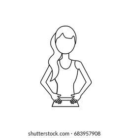 line healthy woman with clothes to do exercise