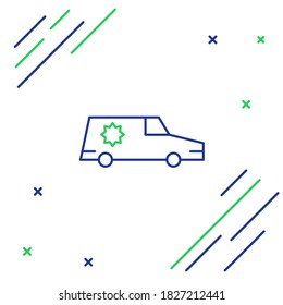 Line Hearse car icon isolated on white background. Colorful outline concept. Vector