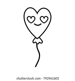 line heart balloon in love kawaii cartoon