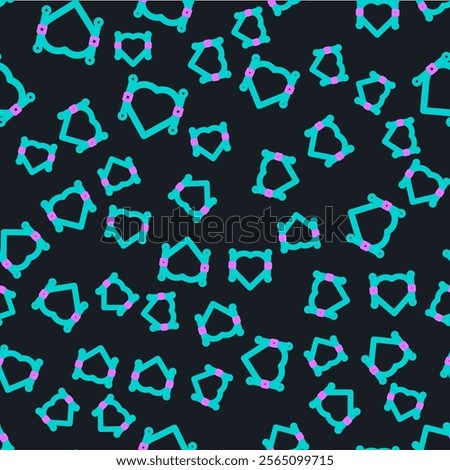 Line Heart with Bezier curve icon isolated seamless pattern on black background. Pen tool icon.  Vector Illustration