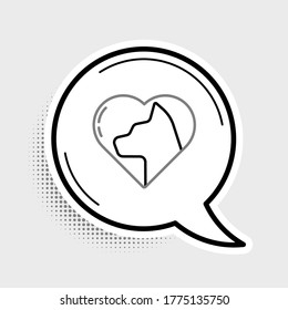 Line Heart with cat icon isolated on grey background. Love to the animals. Colorful outline concept. Vector