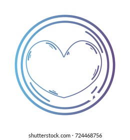 line heart emblem to love and romantic symbol