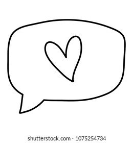 line heart inside chat bubble text message