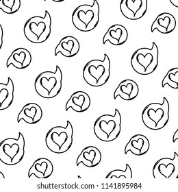 line heart inside chat bubble message background