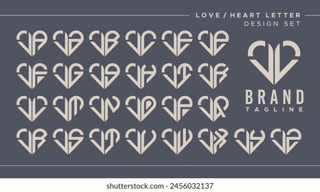 Line heart love letter J JL logo design bundle