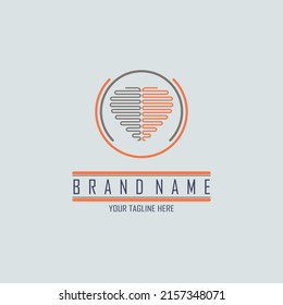 line heart love outline monogram logo template design for brand or company and other