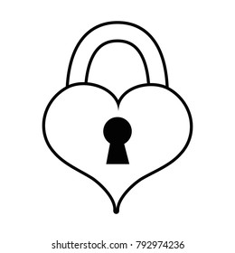 line heart love with padlock shape design
