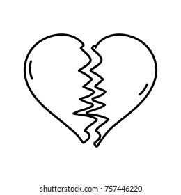 line heart love symbol broken design