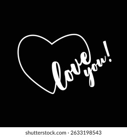 Line heart with love you writing