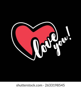 Line heart with love you writing