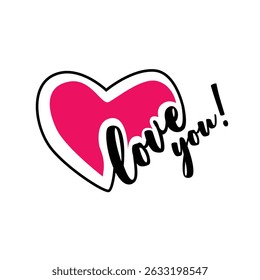 Line heart with love you writing