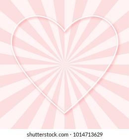 Line heart on Sun ray background design Valentine's day concept sweet pink two tone color vector eps10 