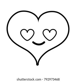 line heart passion in love kawaii character