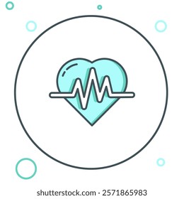 Line Heart rate icon isolated on white background. Heartbeat sign. Heart pulse icon. Cardiogram icon. Colorful outline concept. Vector