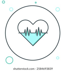 Line Heart rate icon isolated on white background. Heartbeat sign. Heart pulse icon. Cardiogram icon. Colorful outline concept. Vector