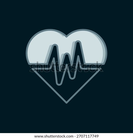Line Heart rate icon isolated on black background. Heartbeat sign. Heart pulse icon. Cardiogram icon. Flat filled outline style with shadow. Vector