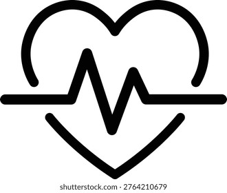 Line heart rate pulse icon for medical healthcare and fitness monitoring.
