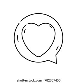 line heart sign of love inside chat bubble