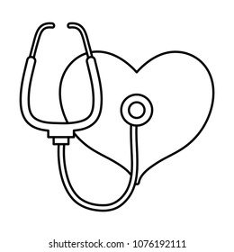 line heart with stethoscope tool to rhythm sign