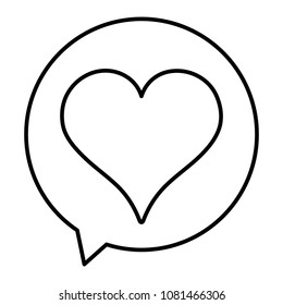 line heart style inside chat bubble message