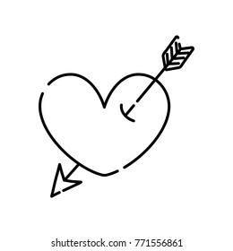 line heart symbol of love with arrow style inside