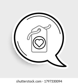 Line Heart tag icon isolated on grey background. Love symbol. Valentine day symbol. Colorful outline concept. Vector
