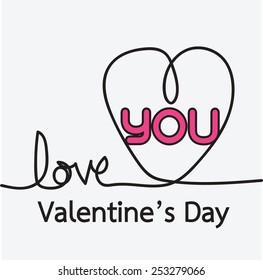   line heart and Valentines card
