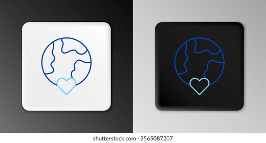 Line The heart world - love icon isolated on grey background. Colorful outline concept. Vector