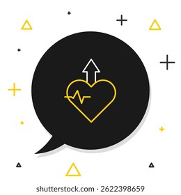 Ícone de aumento de pulsação de linha isolado no plano de fundo branco. Frequência cardíaca aumentada. Conceito de contorno colorido. Vetor