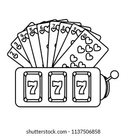 line hearts cards and casino slot machine