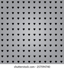 line of hearts with grey background