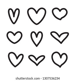 Line hearts icons shapes valentine love set isolated on white background vector illustaration eps 10