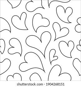 Line hearts seamless pattern vector