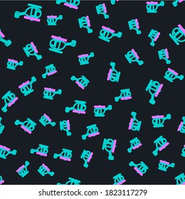 Line Helicopter aircraft vehicle icon isolated seamless pattern on black background.  Vector Illustration