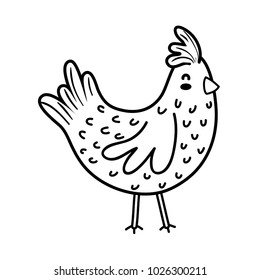 line hen farm bird animal with wings