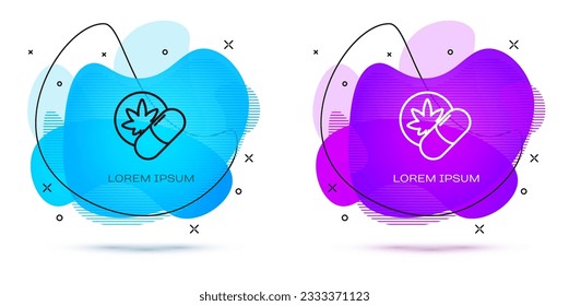 Linie Herbal Ecstasy Tabletten Symbol einzeln auf weißem Hintergrund. Abstrakter Banner mit flüssigen Formen. Vektorgrafik