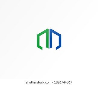 Line hexagon shape vector logo design template
