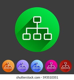 line hierarchy icon flat web sign symbol logo label set