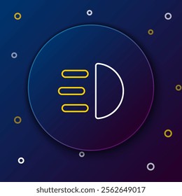 Line High beam icon isolated on blue background. Car headlight. Colorful outline concept. Vector