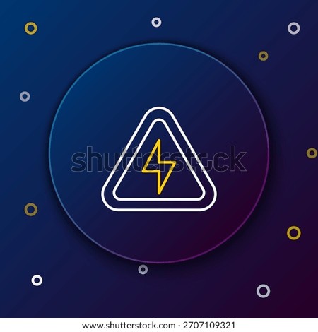 Line High voltage icon isolated on blue background. Danger symbol. Arrow in triangle. Warning icon. Colorful outline concept. Vector